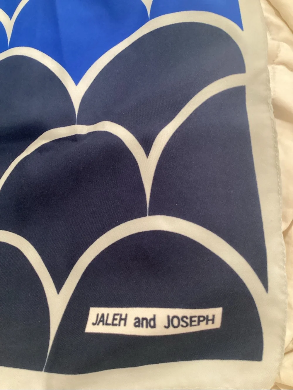 Jaleh & Joseph hues of blues  Silk Scarf 26”X26”